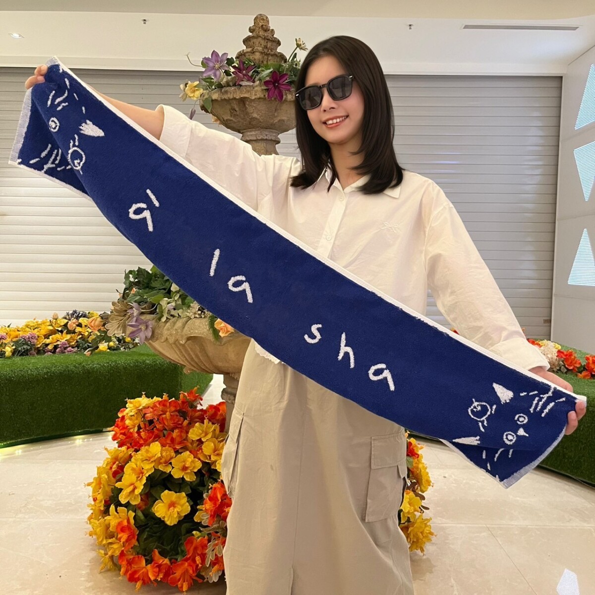 ▲義享時尚廣場_à la sha聯名來店禮_雙色緹花運動毛巾。（圖/義享時尚廣場提供）