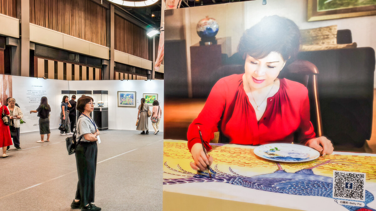 ▲最美麗主持人白嘉莉今天在高雄新光三越左營店10樓開畫展，吸引不少粉絲前來。（圖/記者黃淑貞攝）