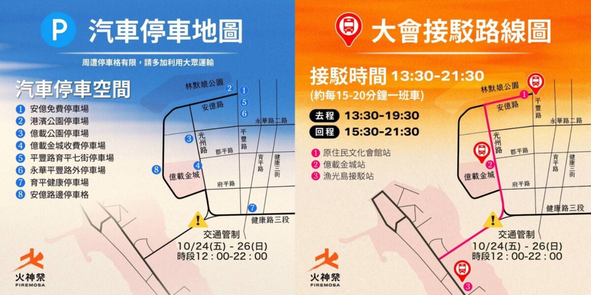 ▲台灣首屆國際火舞藝術節「火神祭」（Firemosa）將於本週光復節連假每日下午3時至晚間9時，在漁光島盛大舉行。（圖／台南市政府警察局第四分局提供）