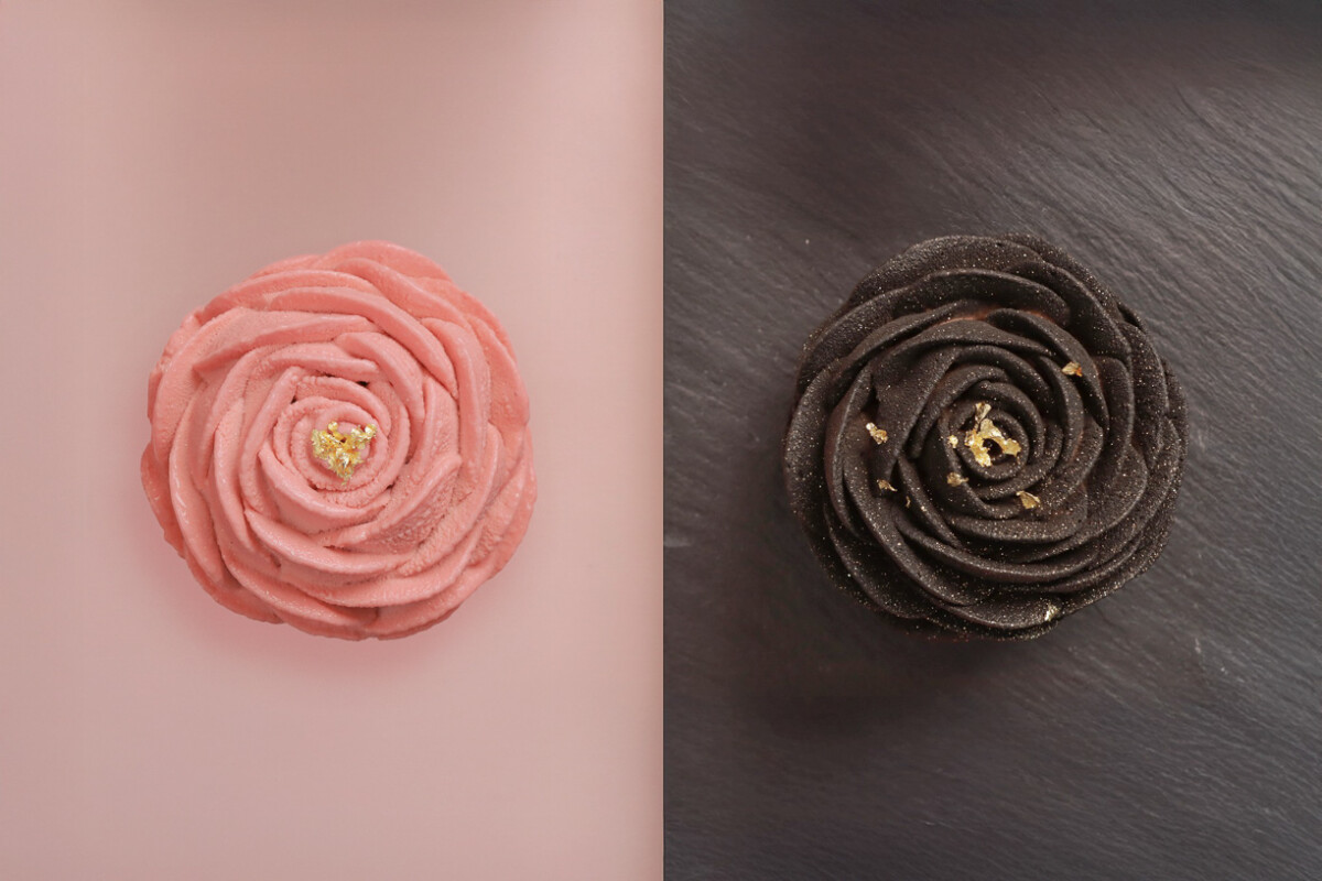 ▲「Black Pink 玫瑰蛋糕」將於高雄洲際酒店的 Delicatesse 洲際烘焙坊期間限定販售。（圖/高雄洲際酒店提供）