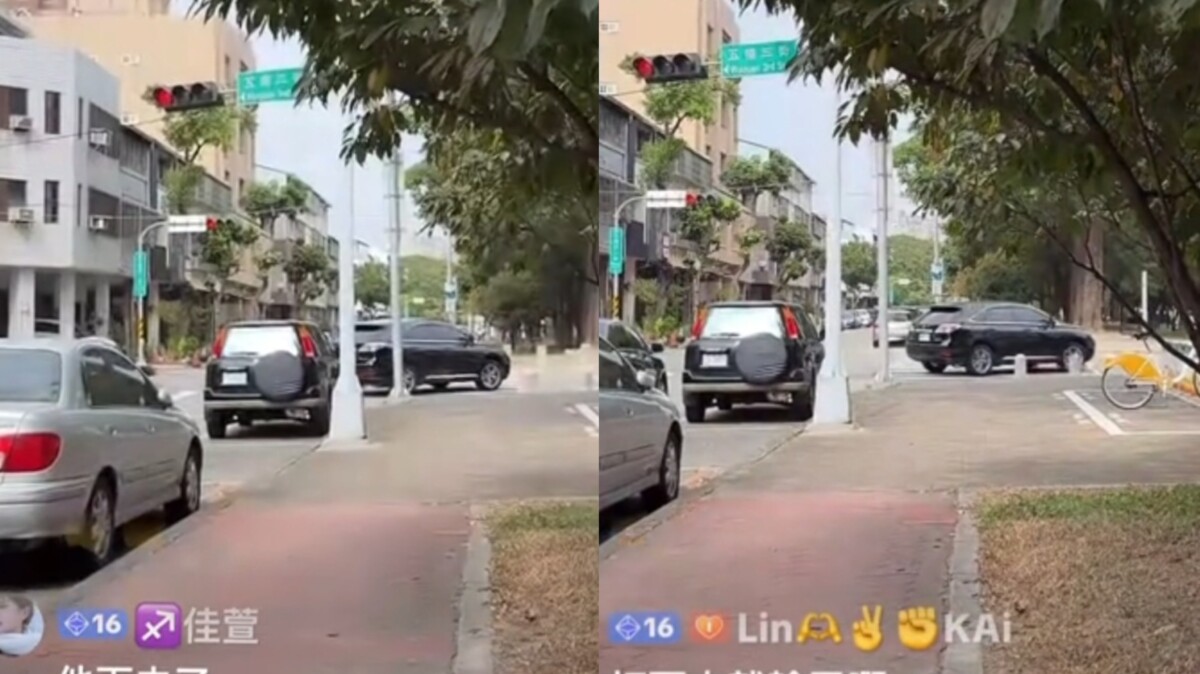 網紅王元照在跟網友爭吵下竟在紅燈狀態下，未禮讓行人與對向車流，逕行右轉穿越路口。不顧斑馬線上是否有行人通行，險象環生。(影像自抖音社群網站)。
