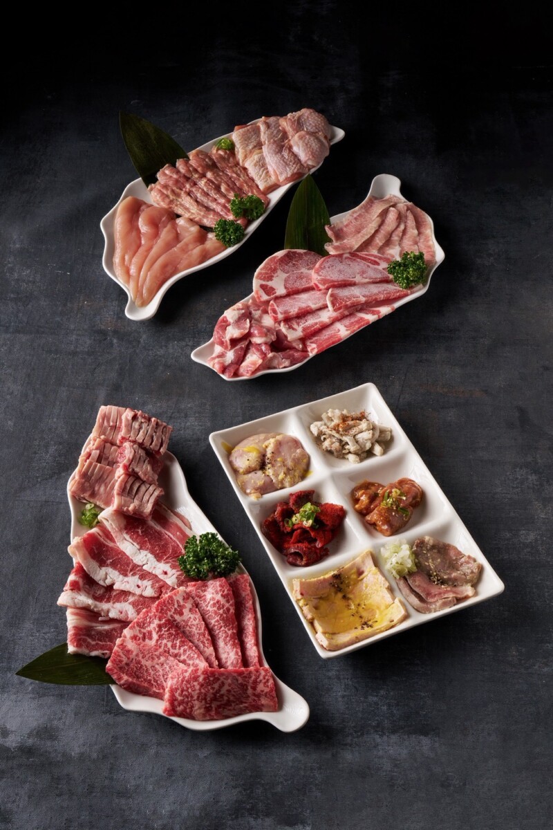 ▲Shojo以大型台灣造型肉盤呈現肉品組合，依牛、豬、雞分類配置，作為店內熱門品項之一。（圖／Shojo 提供）