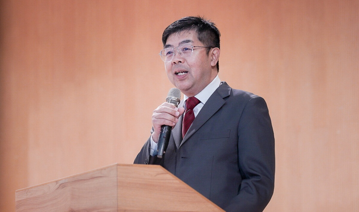 ▲中華民國視光學會王俊欽理事長開幕致詞。（圖/樹人醫專提供）