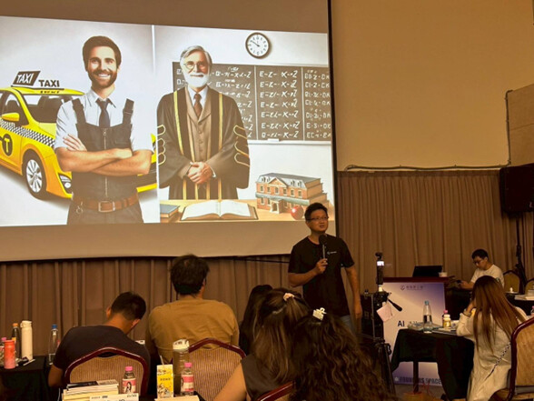 ▲吳宥忠於課程現場分享 AI 對職場分工與人才價值的影響，說明未來真正關鍵的不是被 AI 取代，而是是否具備與 AI 協作的能力。（吳宥忠提供）