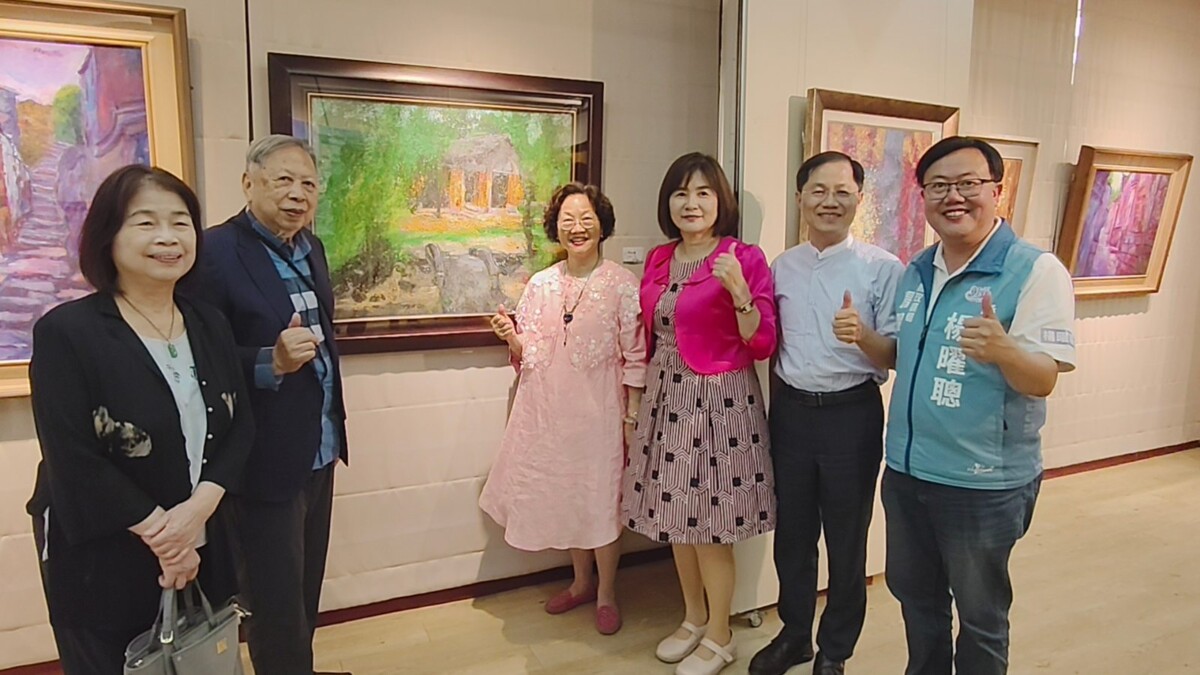 郭林勇與鄭杏姿夫妻檔至彰女展出　巨幅油畫震撼