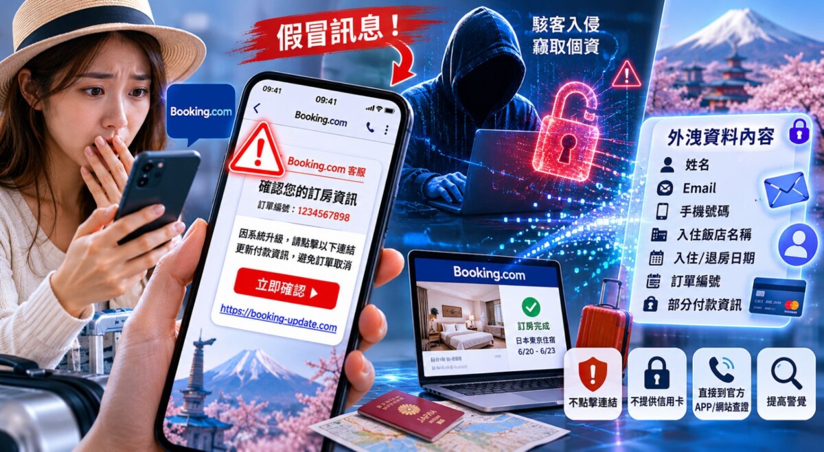 暑假赴日訂房小心！Booking.com 詐騙個資從4月延燒到6月　日本多家飯店急發警示